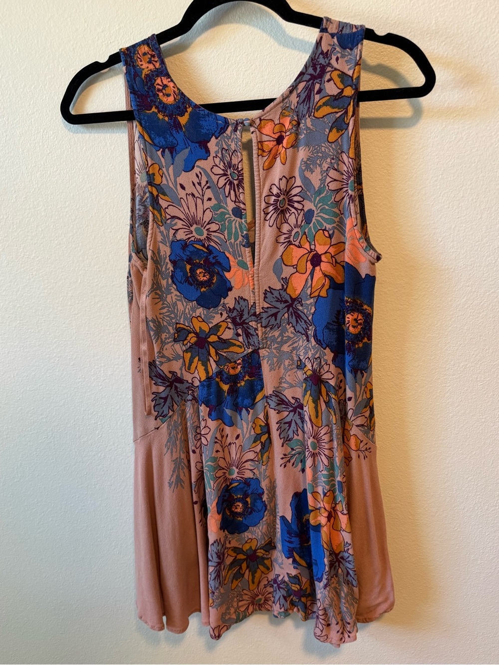 Free People Mauve Pink Tunic with Blue & Orange Floral Print - Picture 6 of 8